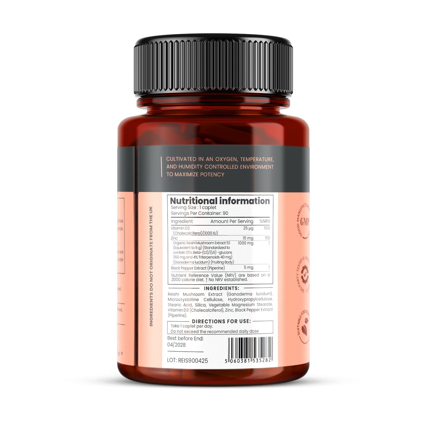 Reishi 5000mg with D3, Zinc, and Piperine