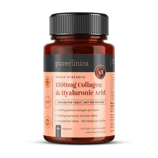 Triple Strength Collagen AND Hyaluronic Acid - 1500mg x 180 tablets (1200mg collagen, 300mg HA in one tablet)