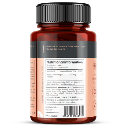 Double Strength Apple Cider Vinegar 1000mg x 180 Tablets