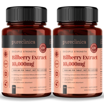 Bilberry Extract 10,000mg x 180 tablets (10x Strength)