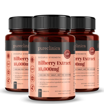 Bilberry Extract 10,000mg x 180 tablets (10x Strength)