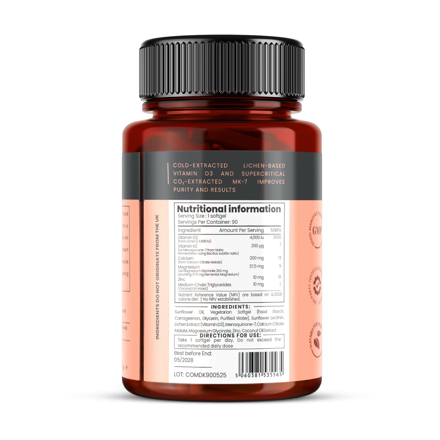Vitamin D3 + K2 with Magnesium, Zinc, and Calcium