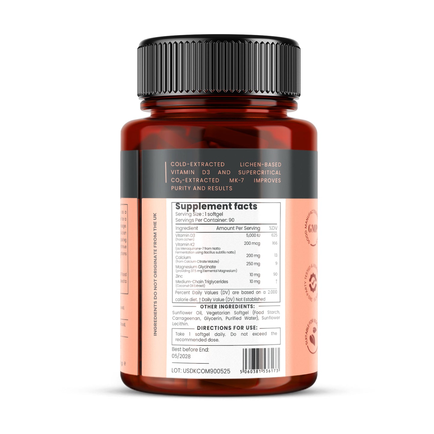Vitamin D3 + K2 with Magnesium, Zinc, and Calcium