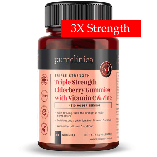 Triple Strength Immune Support- Elderberry Gummies with Vitamin C & Zinc x 90 Gummies