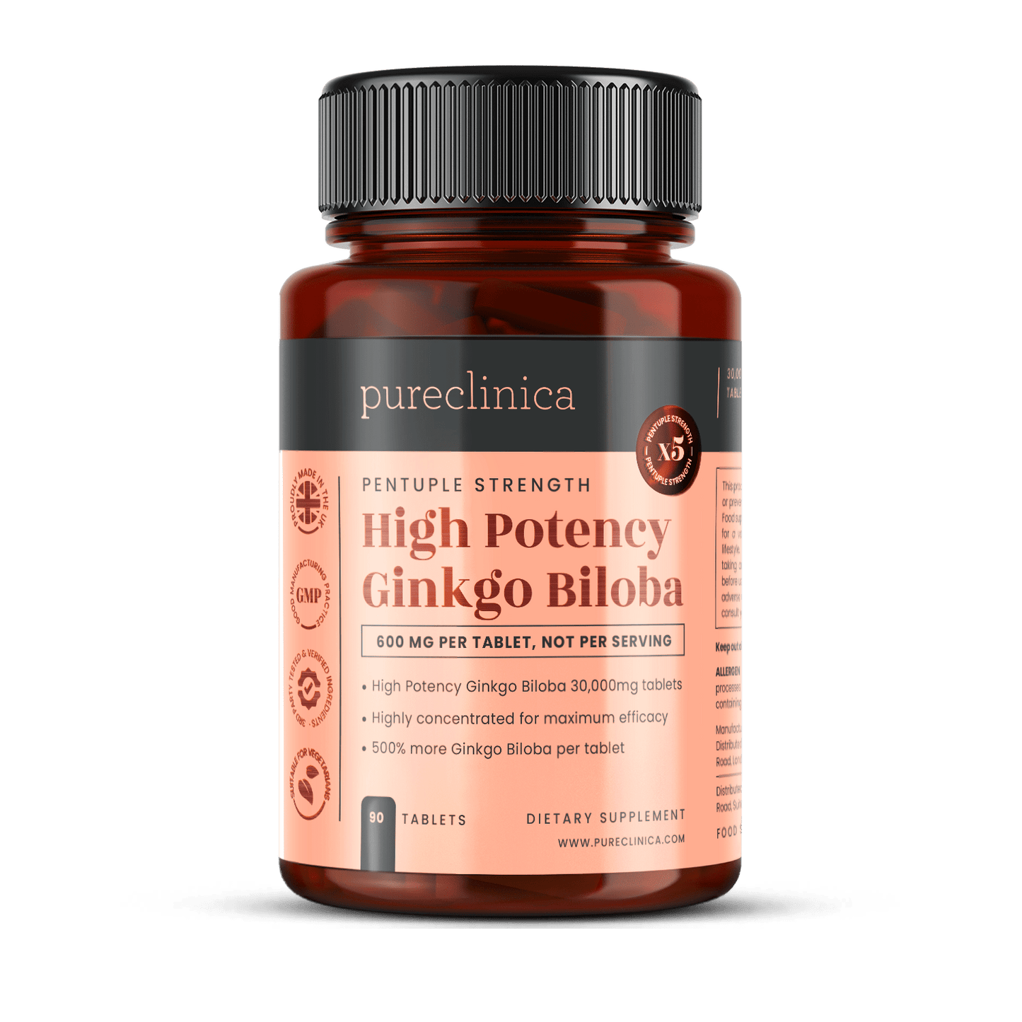 High Potency Ginkgo Biloba - 30,000mg x 90 tablets
