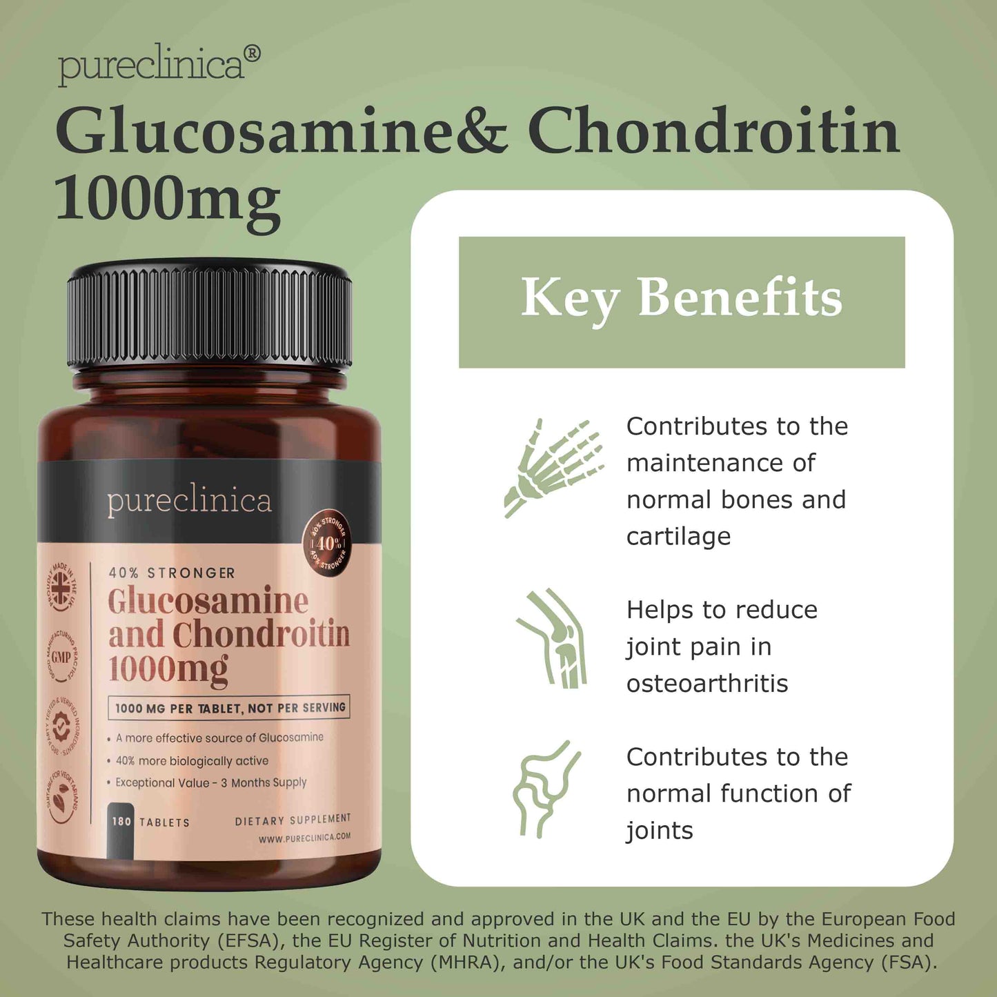 Glucosamine and Chondroitin 1000mg x 180 tablets