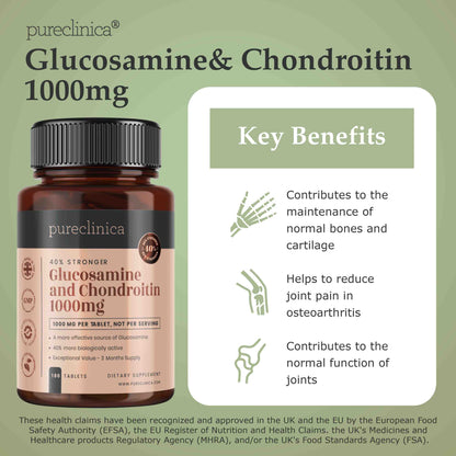 Glucosamine and Chondroitin 1000mg x 180 tablets