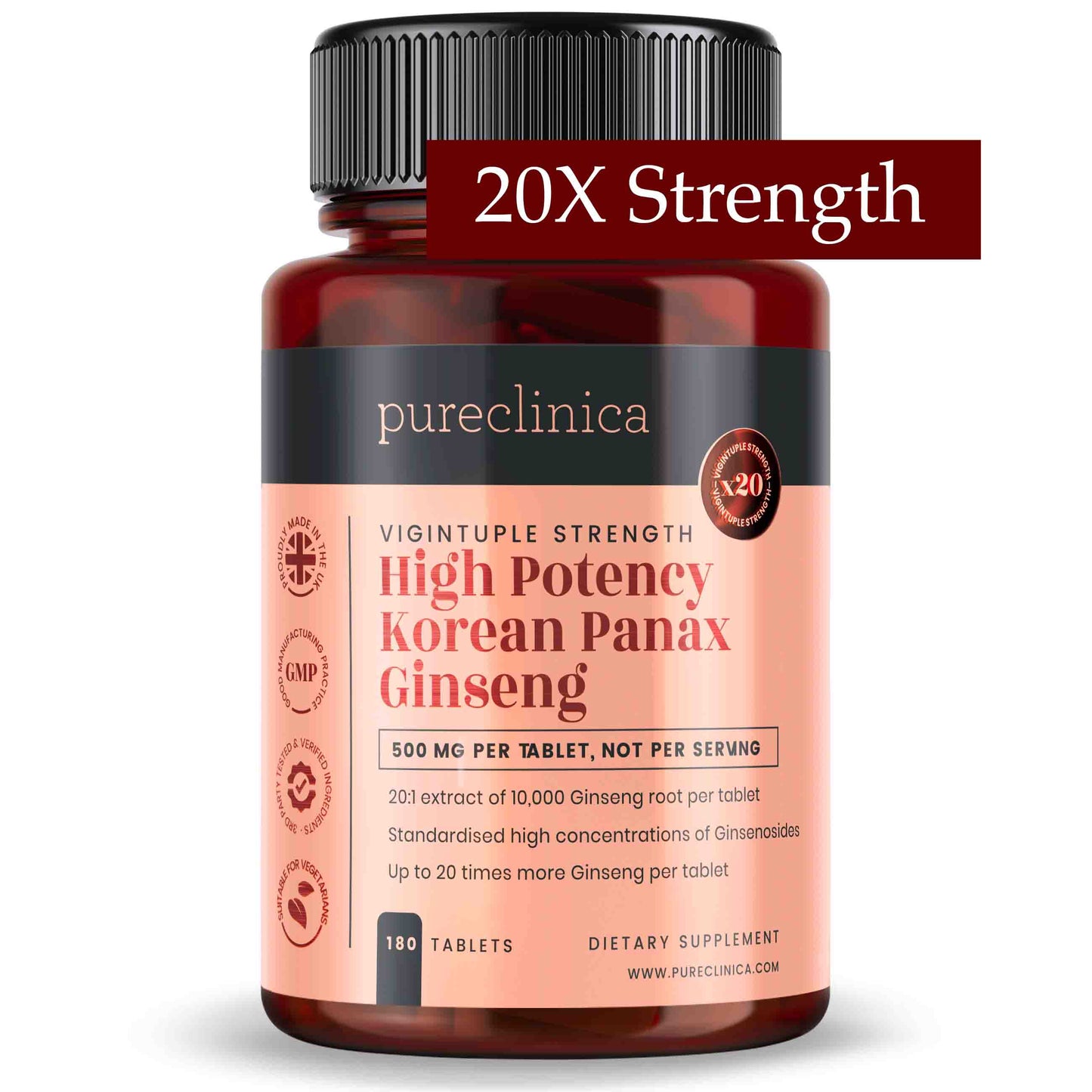 Ginseng (Korean Panax) - 10,000mg x 180 tablets