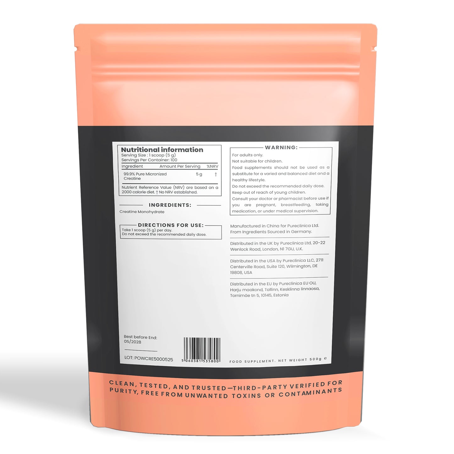 Creatine Monohydrate Powder 500g