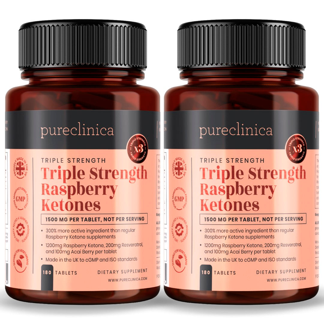 Triple Strength Raspberry Ketones (1500mg x 180 tablets) - with Acai and Resveratrol