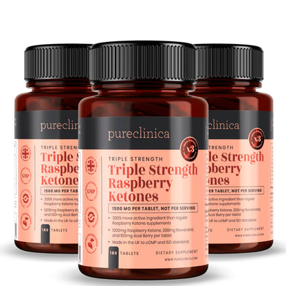 Triple Strength Raspberry Ketones (1500mg x 180 tablets) - with Acai and Resveratrol