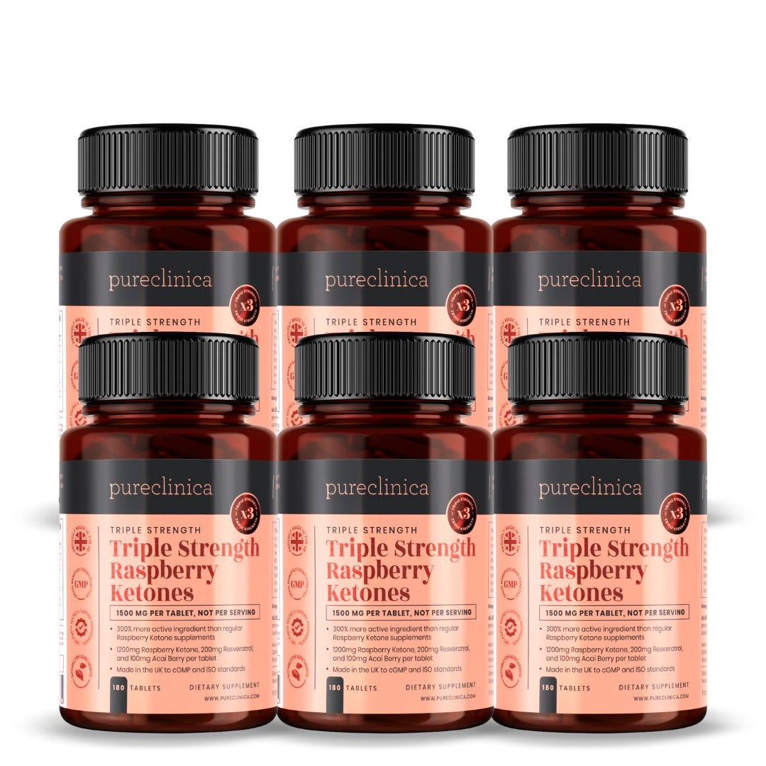 Triple Strength Raspberry Ketones (1500mg x 180 tablets) - with Acai and Resveratrol