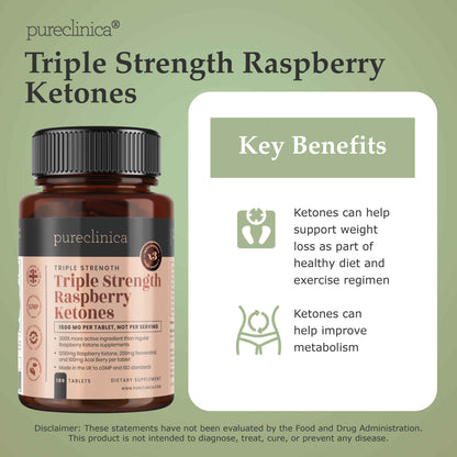 Triple Strength Raspberry Ketones (1500mg x 180 tablets) - with Acai and Resveratrol