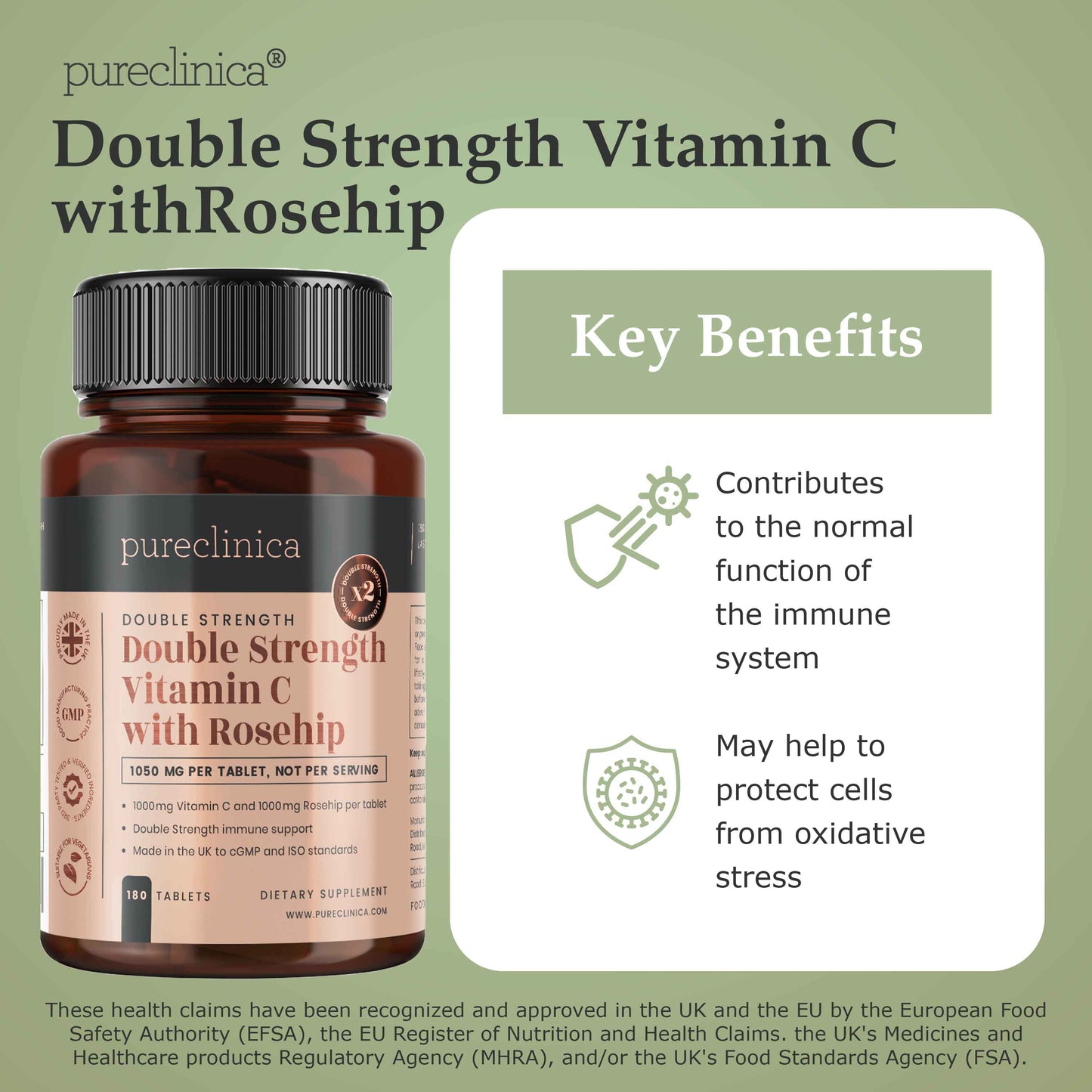 Vitamin C & Rosehip Extract 2000mg per tablet x 180 Tablets