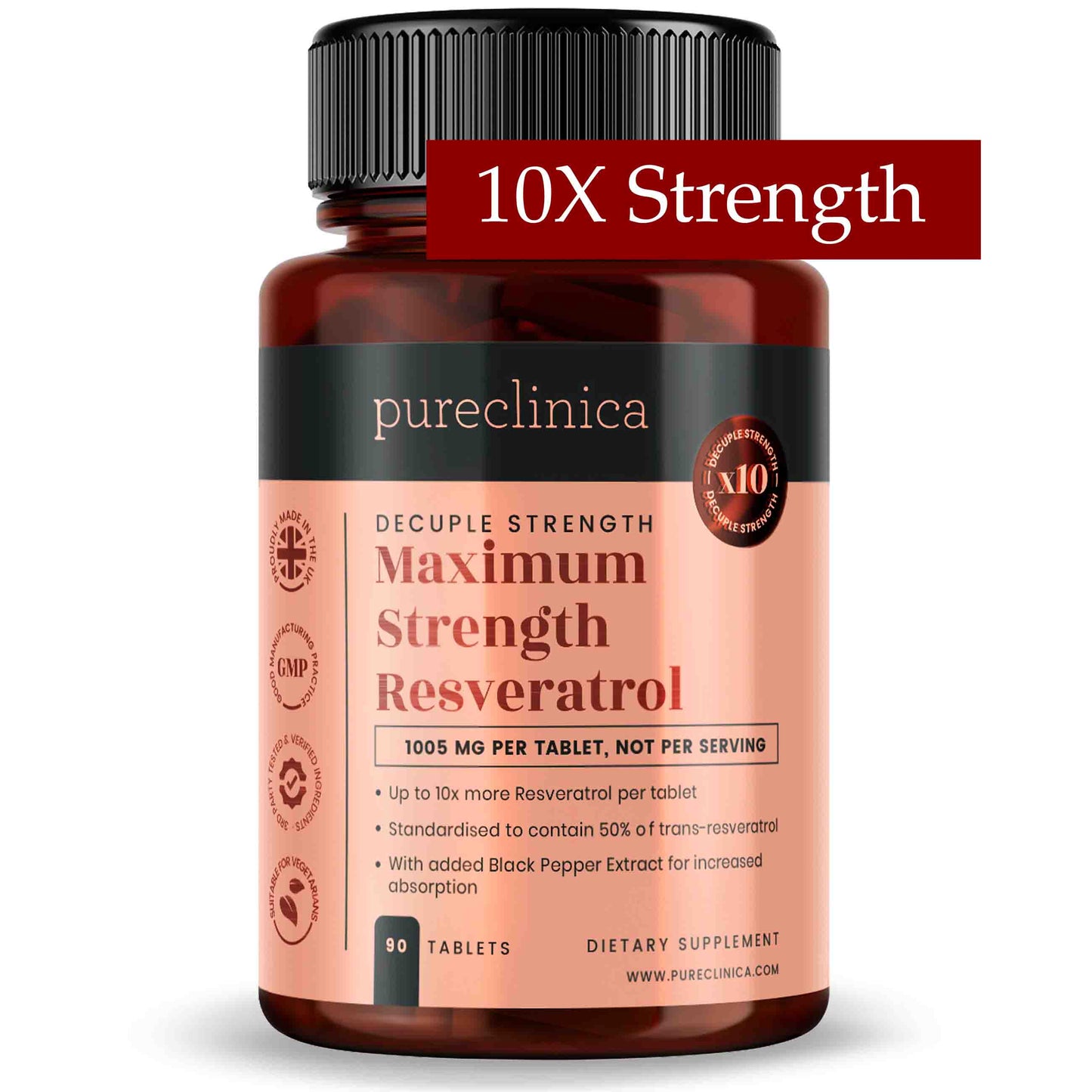 Max Strength Resveratrol 1000mg x 90 tablets - 50% trans-reseveratrol - High Absorption