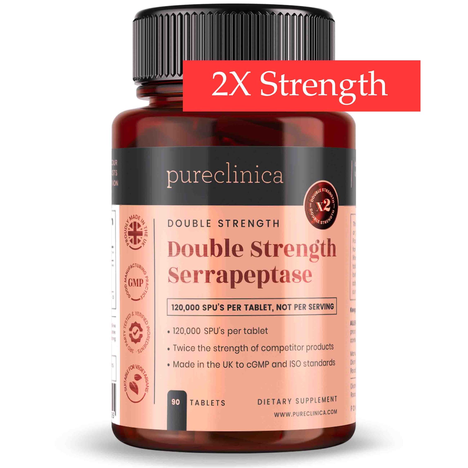 Double Strength Serrapeptase 120,000 SPUs x 90 tablets