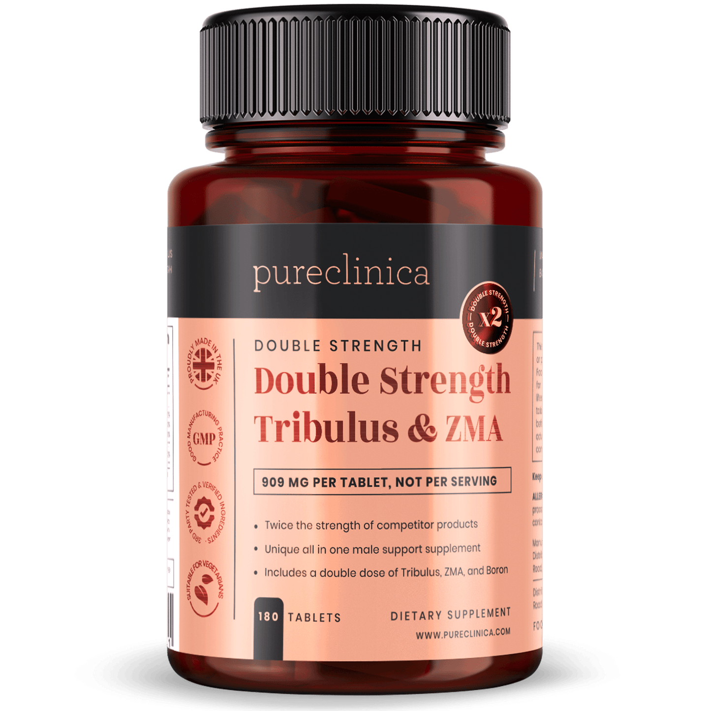 Double Strength Tribulus and Zinc, Magnesium & B6 x 180 tablets (958mg – 40% Saponins with Copper, Boron & Black Pepper)