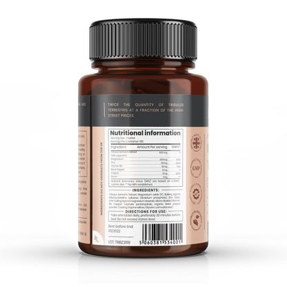 Double Strength Tribulus and Zinc, Magnesium & B6 x 180 tablets (958mg – 40% Saponins with Copper, Boron & Black Pepper)