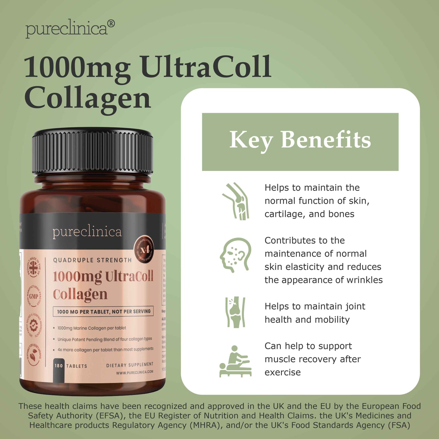 Collagen (1000mg x 180 tablets) - Ultracoll anti-ageing marine derived collagen