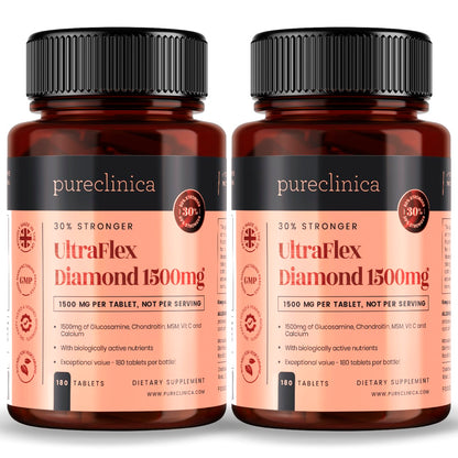 UltraFlex Diamond 1500mg x 180 tablets. Glucosamine, Chondroitin, Collagen, Vitamin C, and Calcium