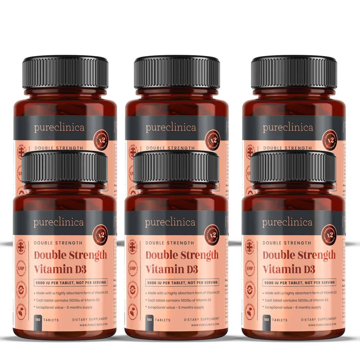 Double Strength Vitamin D3 5000iu Tablets - 180 per bottle - 6 months supply