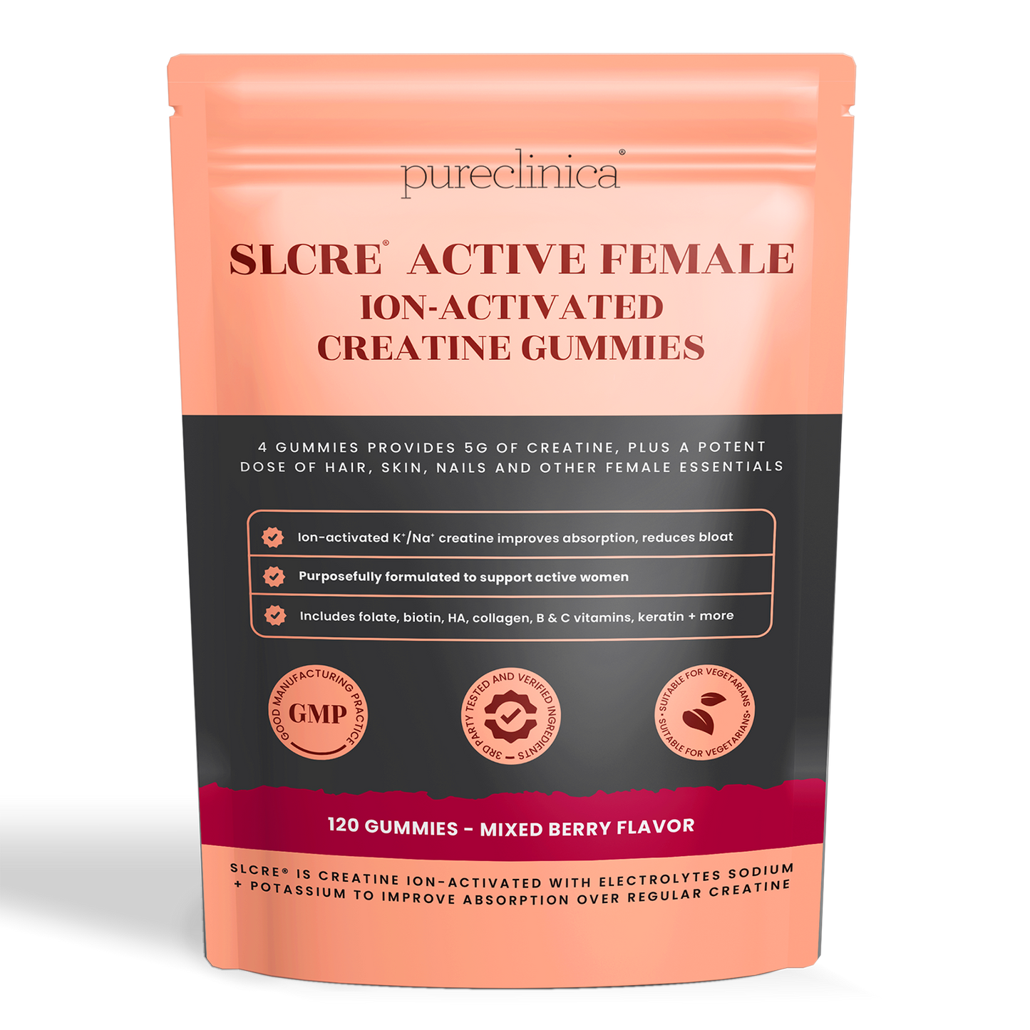 SLCRE® Active Female - Ion-Activated Creatine Gummies for Women