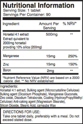 Double Strength Silica Complex - 2000mg Tablets with Zinc, Boron - 90 Tablets